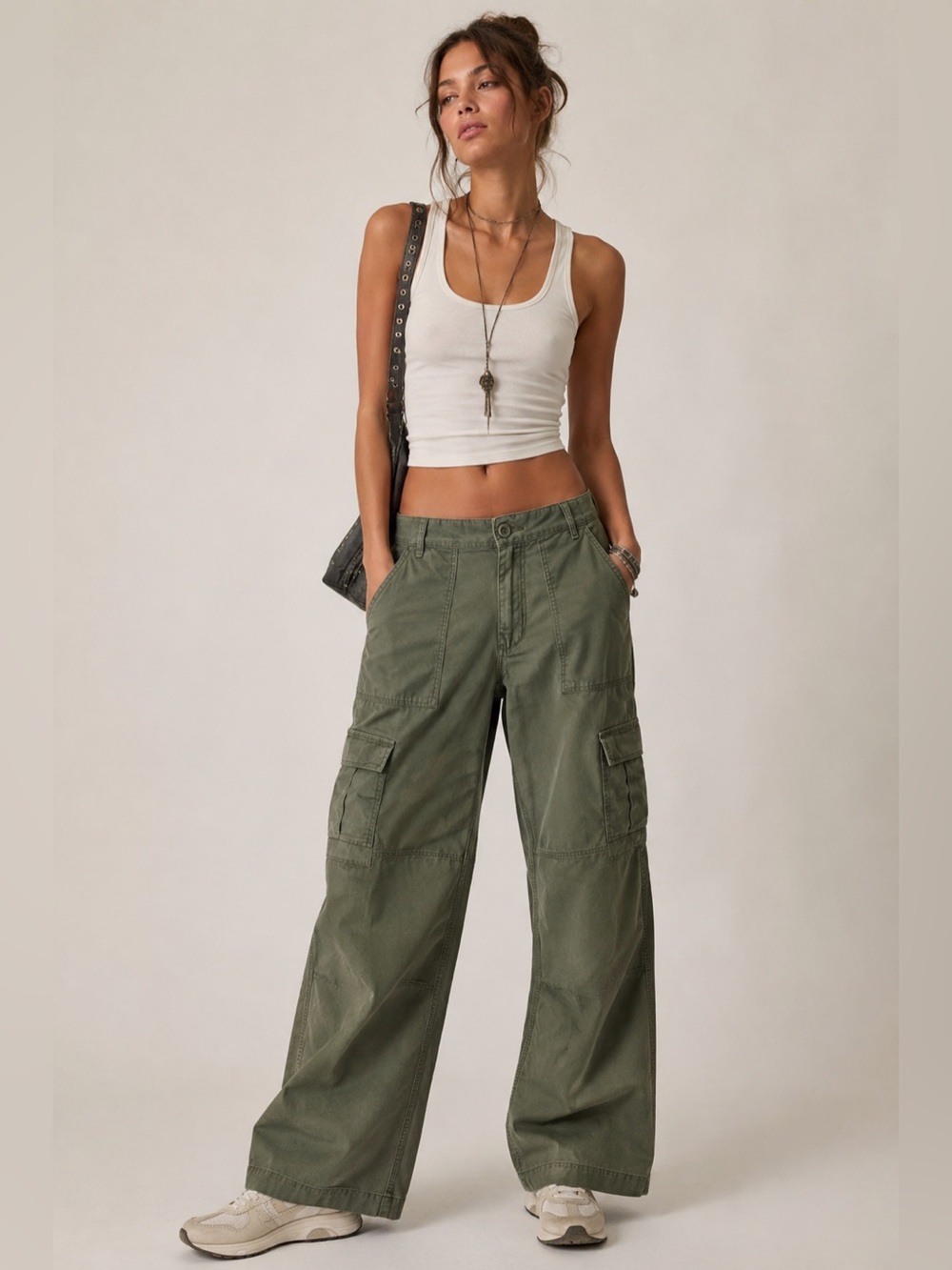 Aéropostale Olive Green Relaxed Straight Leg Cargo Utility Pants Y2K Size S NWT